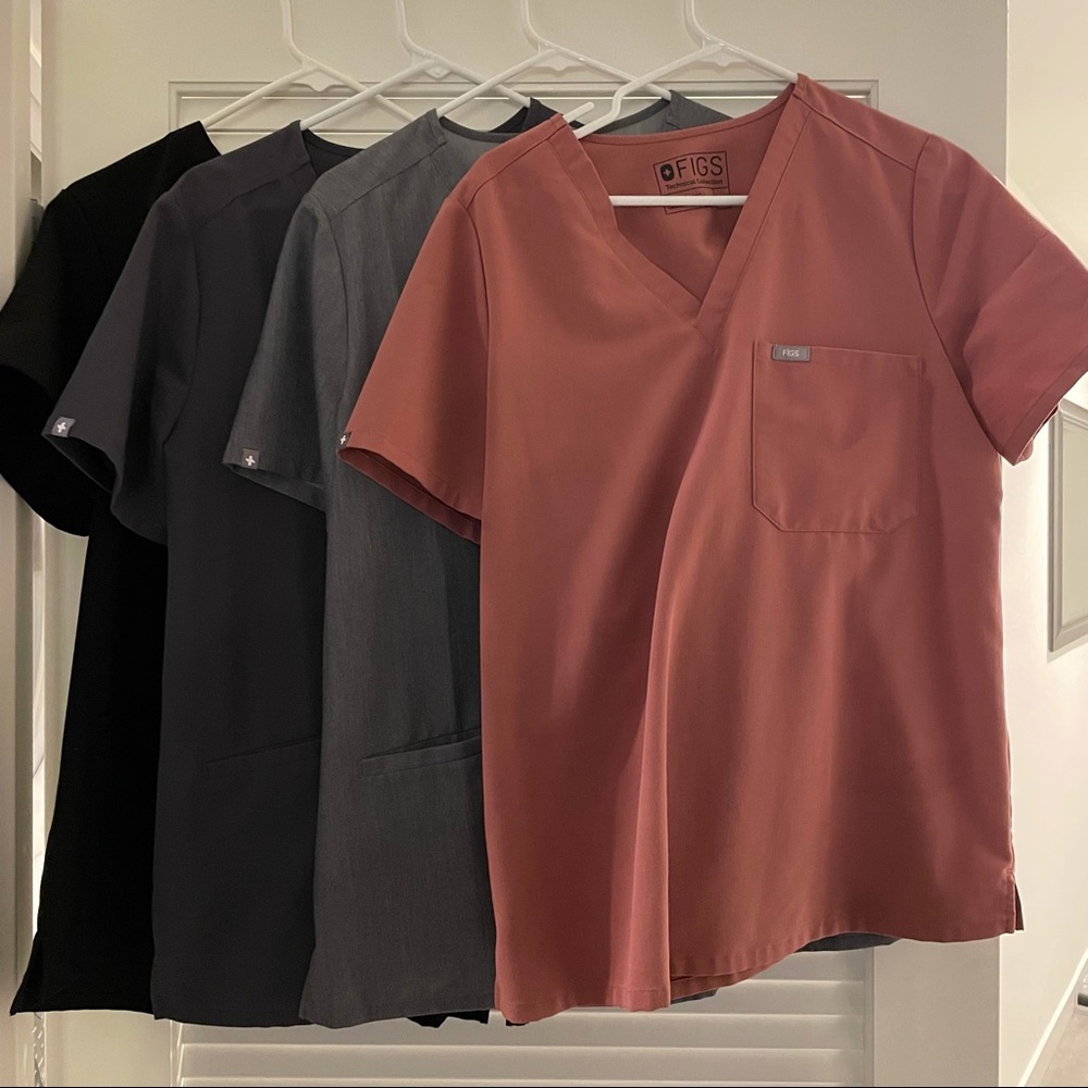 Figs Catarina one pocket tops x4 with matching Livingston pants.